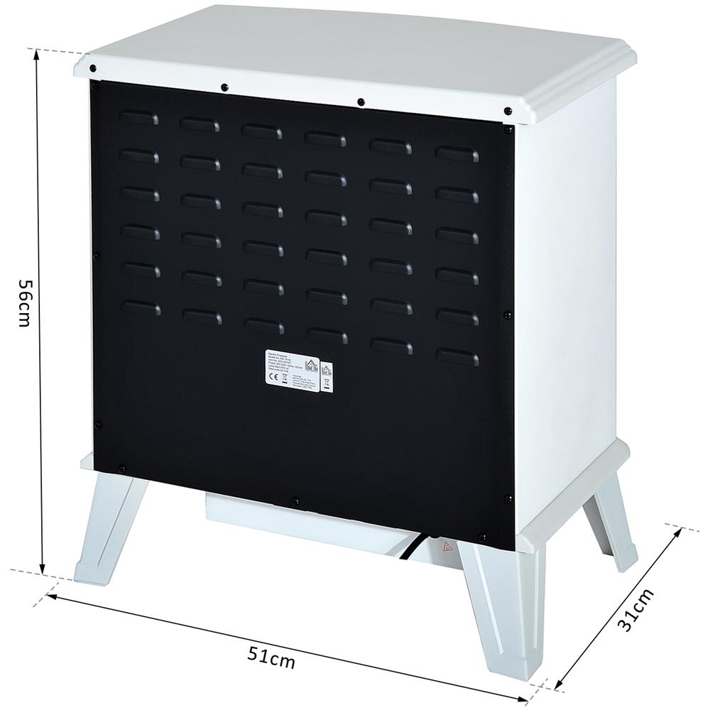 Caminetto Elettrico Da Terra Con Effetto Fiamma Regolabile 1800w, Bianco, 51x31x56cm - Foto 2