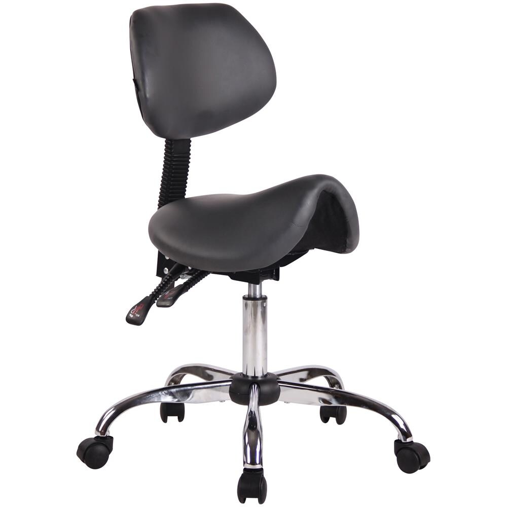 Sgabello Sella da Lavoro Stuttgart in Similpelle I Sedia Studio Ergonomica con Schienale Inclinabile I Sedia Ambulatorio con 5 Ruote Grigio - Foto 1
