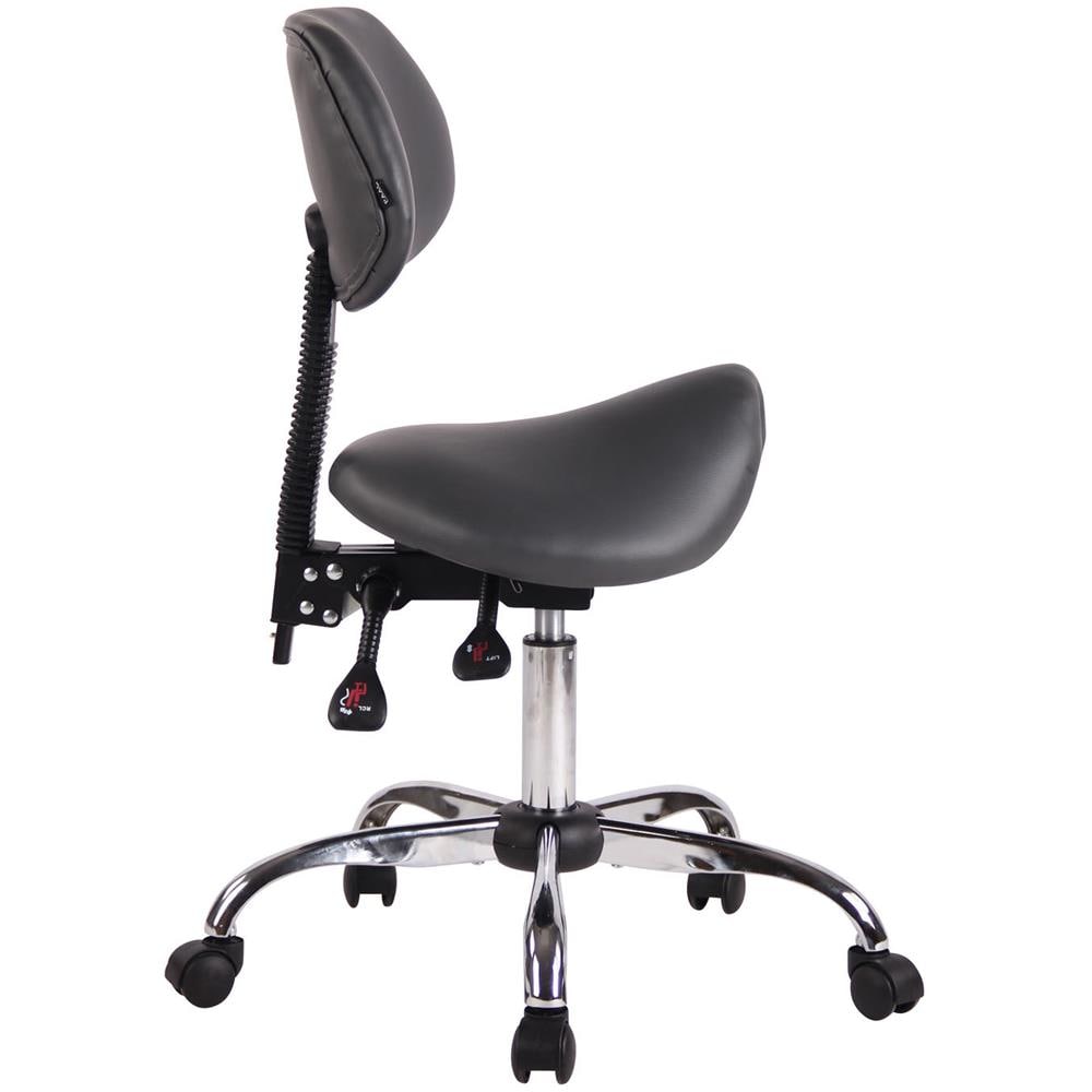 Sgabello Sella da Lavoro Stuttgart in Similpelle I Sedia Studio Ergonomica con Schienale Inclinabile I Sedia Ambulatorio con 5 Ruote Grigio - Foto 2