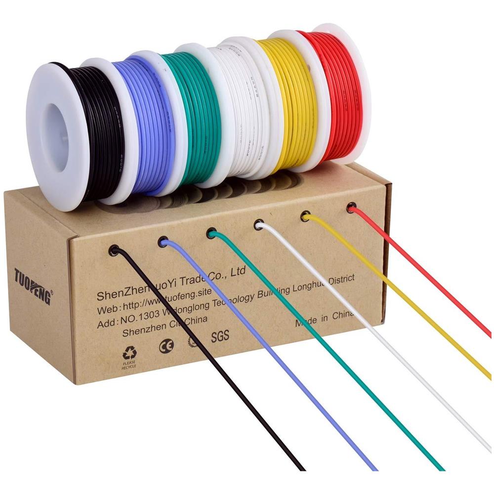 18awg Legare Elettrico Hook Up Wire Kit 082 Mm Filo Flessibile Del Silicone (6 Diverse Rocchetti Colorati 4 Metri) 600v Stranded Filo Ad Alta Temperatura Di Resistenza - Foto 1