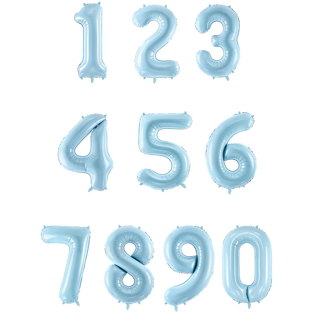 Partydeco - Palloncino Gigante Numero Blu Pastello - Foto 3