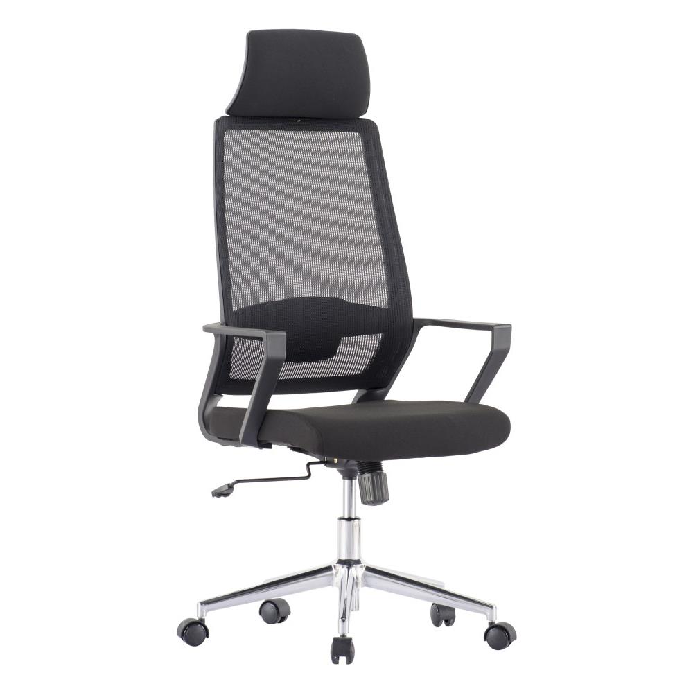 Sedia per Ufficio con Schienale Alto e Base Cromata Colore Nero - Foto 1