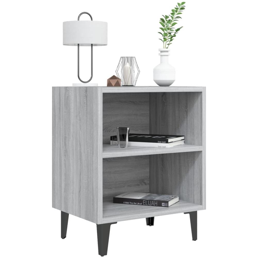 Comodino con Gambe in Metallo Grigio Sonoma 40x30x50 cm - Foto 2