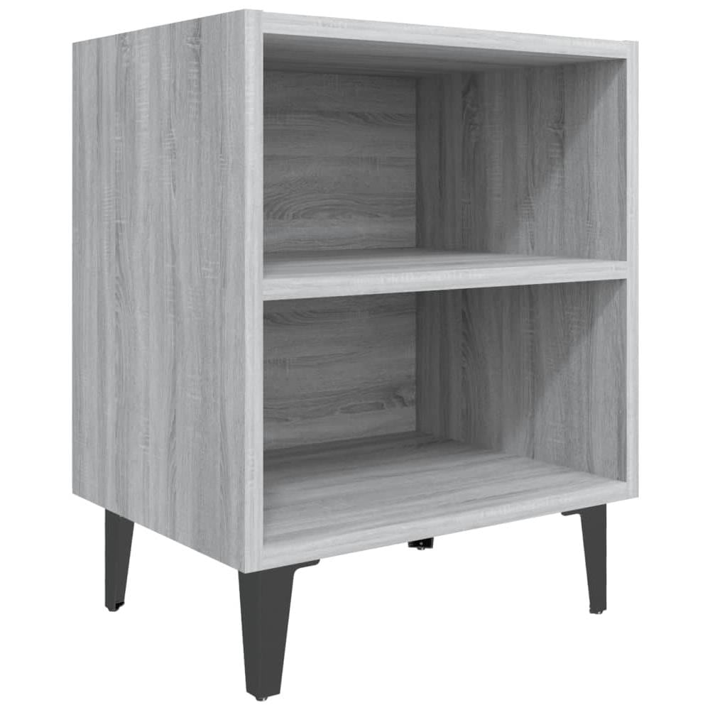 Comodino con Gambe in Metallo Grigio Sonoma 40x30x50 cm - Foto 1