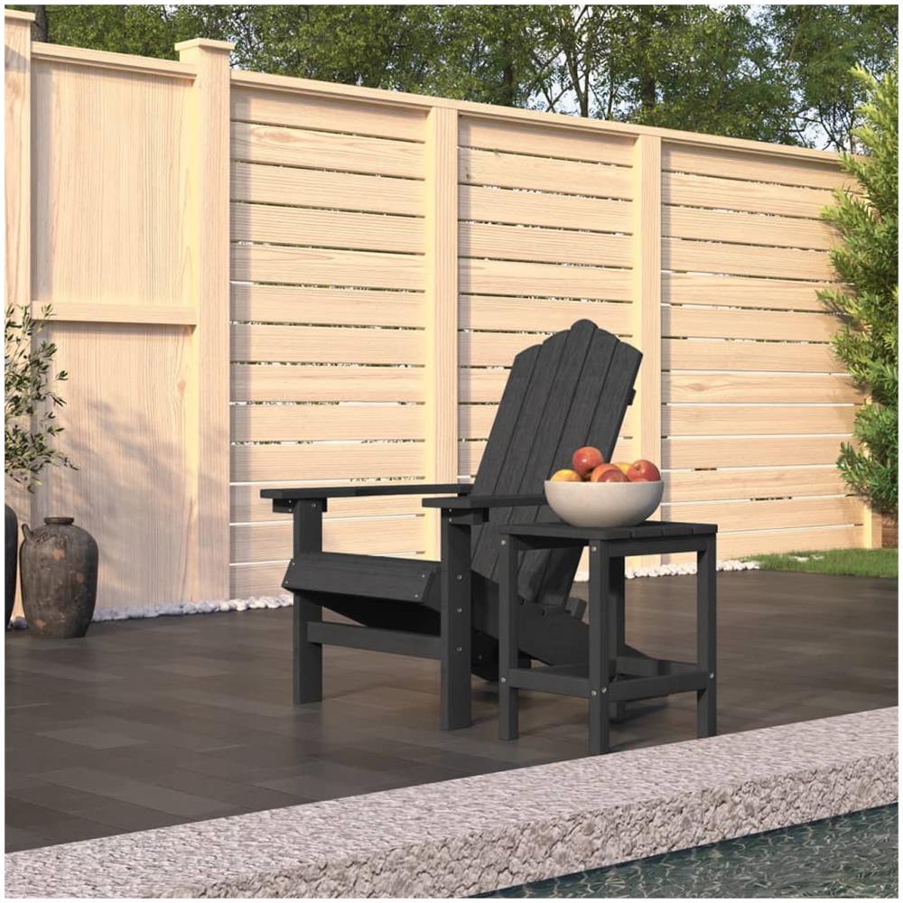 Sedia Da Giardino Con Tavolo Adirondack In Hdpe Nero - Foto 1