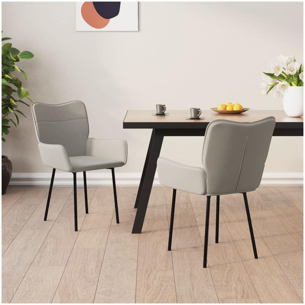 Sedie Da Pranzo 2 Pz Grigio Chiaro In Velluto - Foto 1