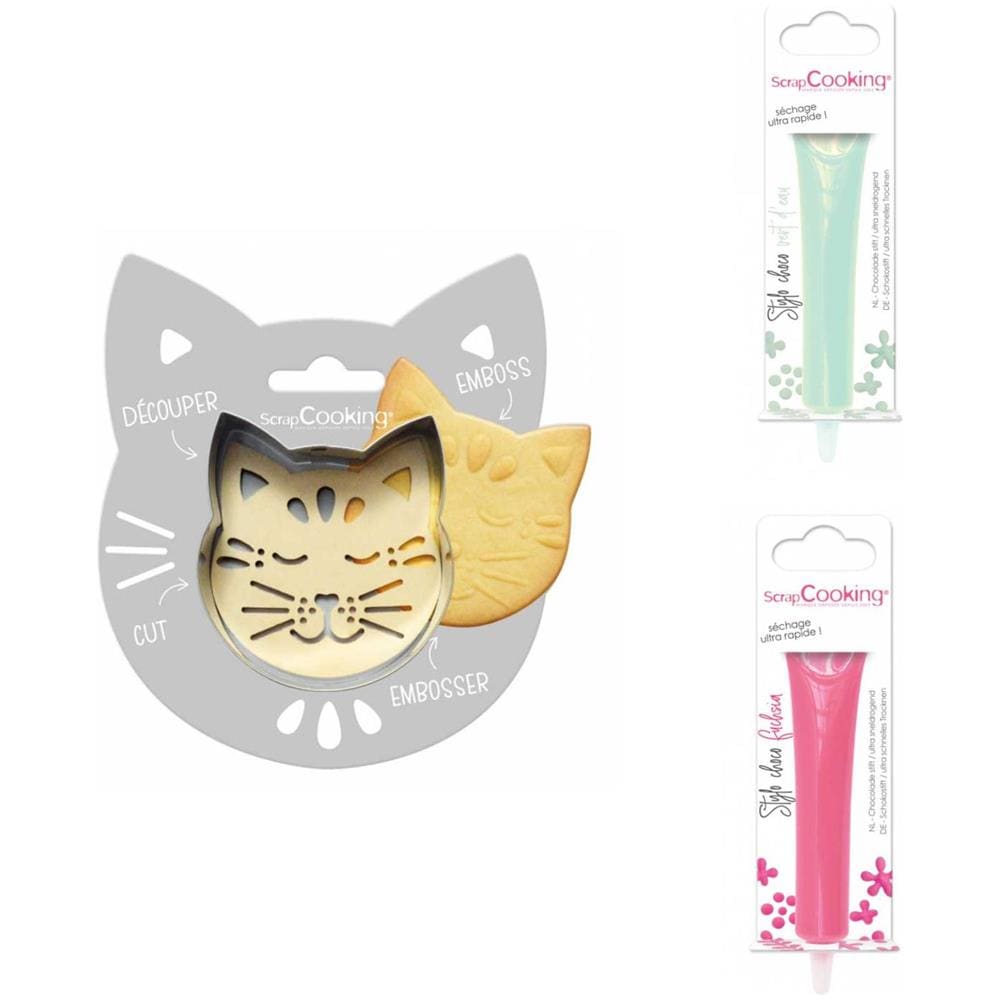 Kit Biscotti Di Soccorso Per Gatti + 2 Penne Al Cioccolato Verde Acqua E Fucsia - Foto 1