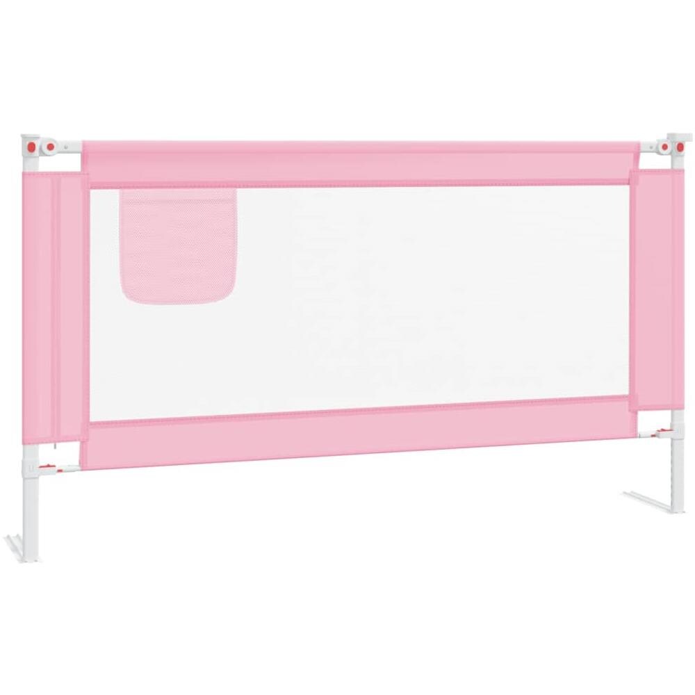 Sponda Letto di Sicurezza per Bambini Rosa 150x25 cm Tessuto - Foto 2