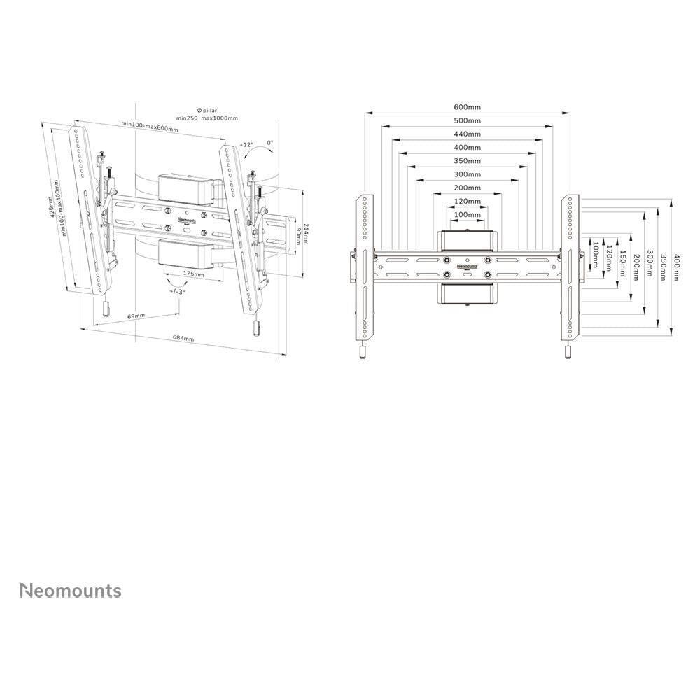 Supporto Per Colonna WL35S-910BL16 Inclinabile Per Schermi 40-75" Colore Nero - Foto 16