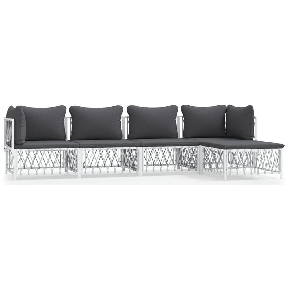 Set Salotto Da Giardino 5 Pz Con Cuscini In Acciaio Bianco - Foto 1