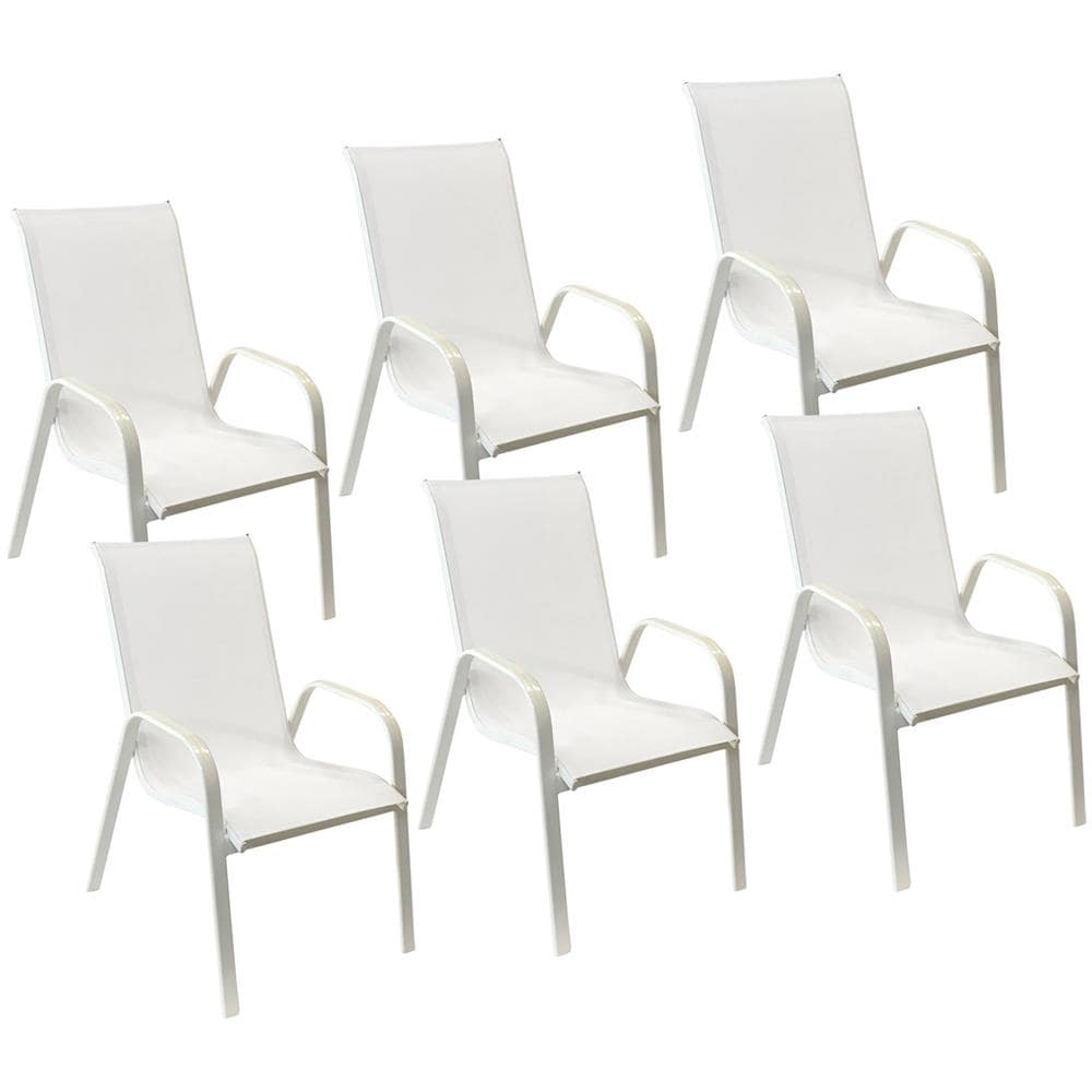Set Di 6 Sedie Marbella In Textilene Bianco - Alluminio Bianco - Foto 1