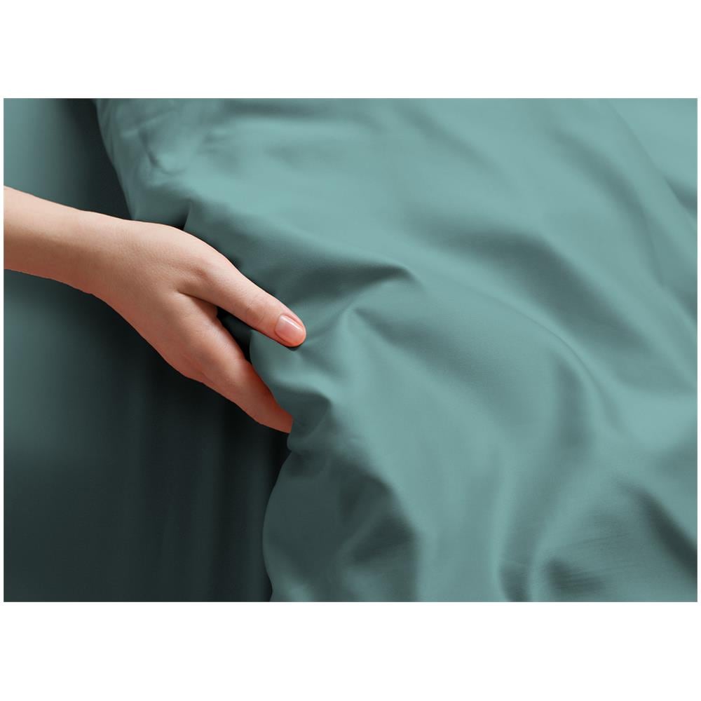 Lenzuola Sotto Con Angoli In 100% Cotone Percalle In Tinta Unita 1 Piazza Verde - Foto 5