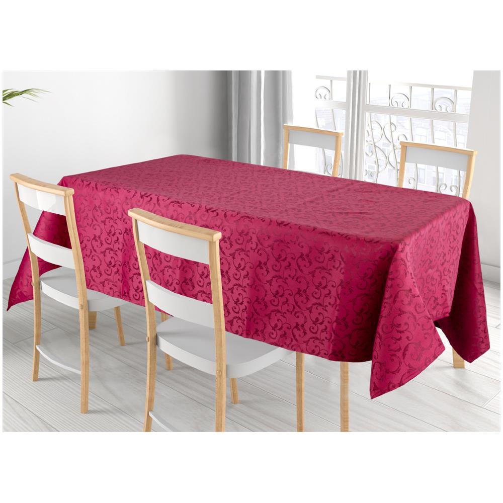 Tovaglia Natale Cucina Soggiorno Antimacchia Idrorepellente Jacquard Queen Bordeaux 140x360 Queen - Foto 1