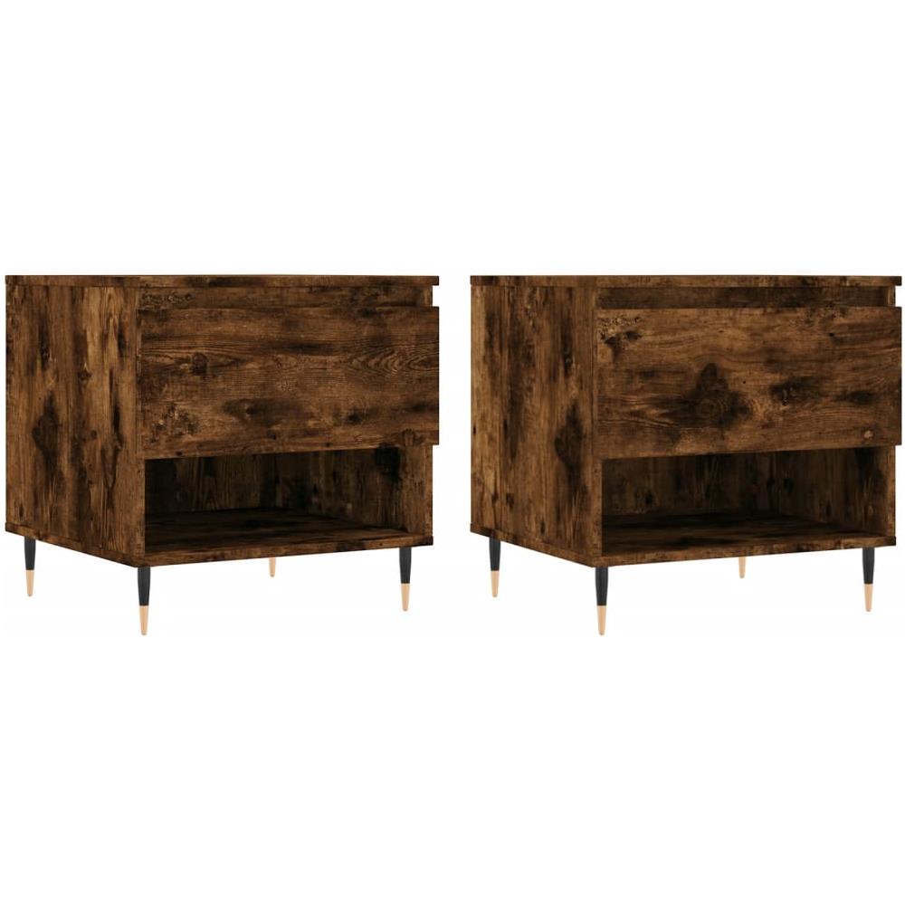 Tavolini Salotto 2pz Rovere Fumo 50x46x50 Cm Legno Multistrato - Foto 2
