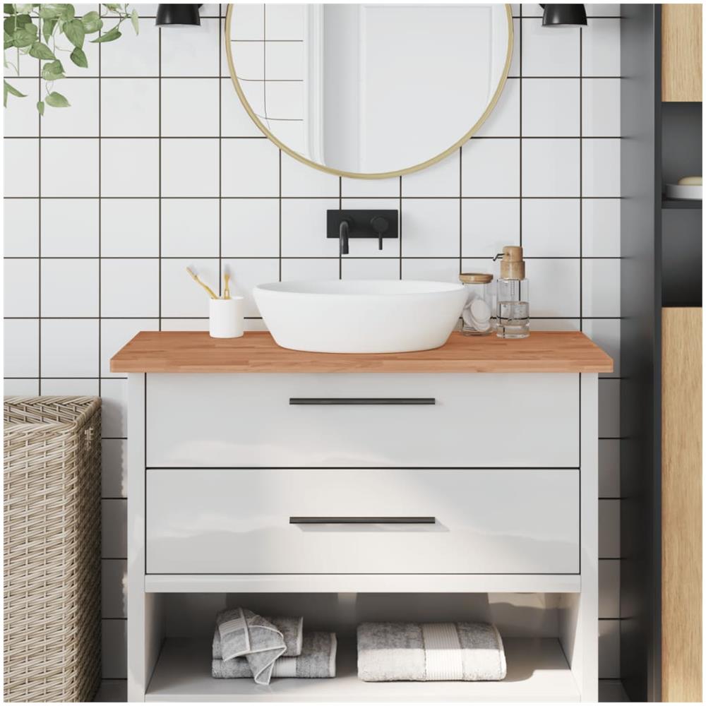Piano Bagno 100x60x2,5 Cm In Legno Massello Di Faggio - Foto 1