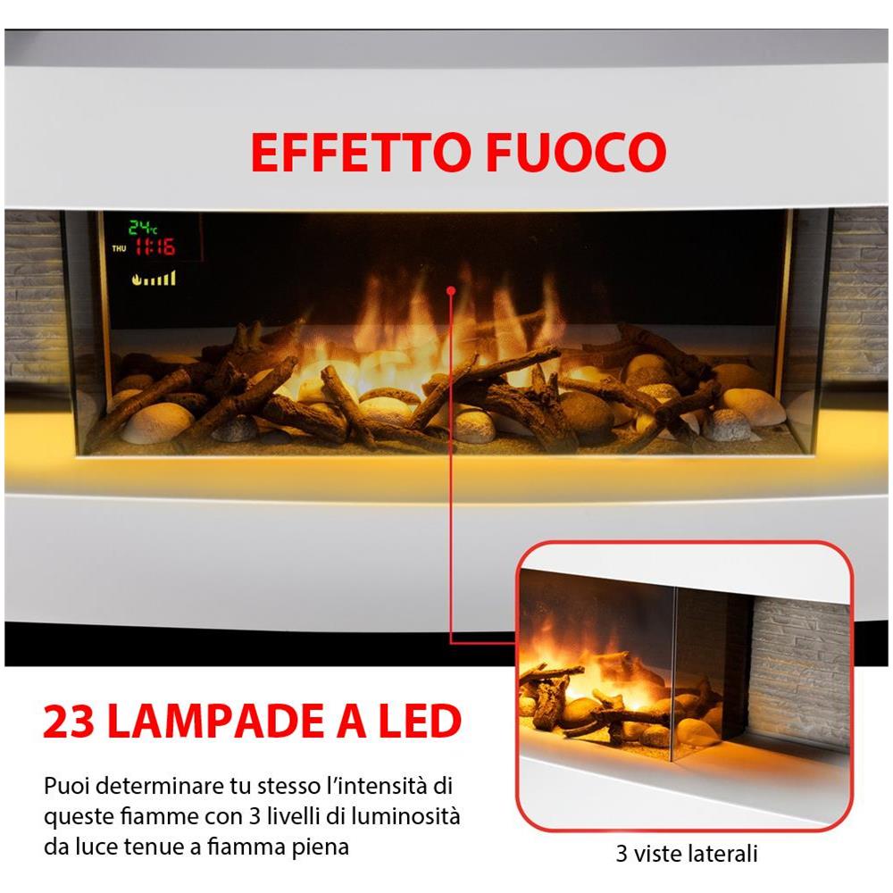 Camino Elettrico Montreal a Parete Stufa 2000 W a Corrente Caminetto Led a Muro - Foto 2