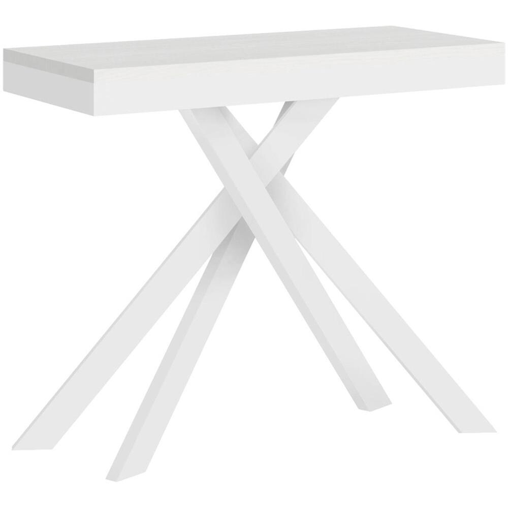 Consolle allungabile 90x40/196 cm Krack Small Evolution bianco frassino telaio bianco - Foto 1
