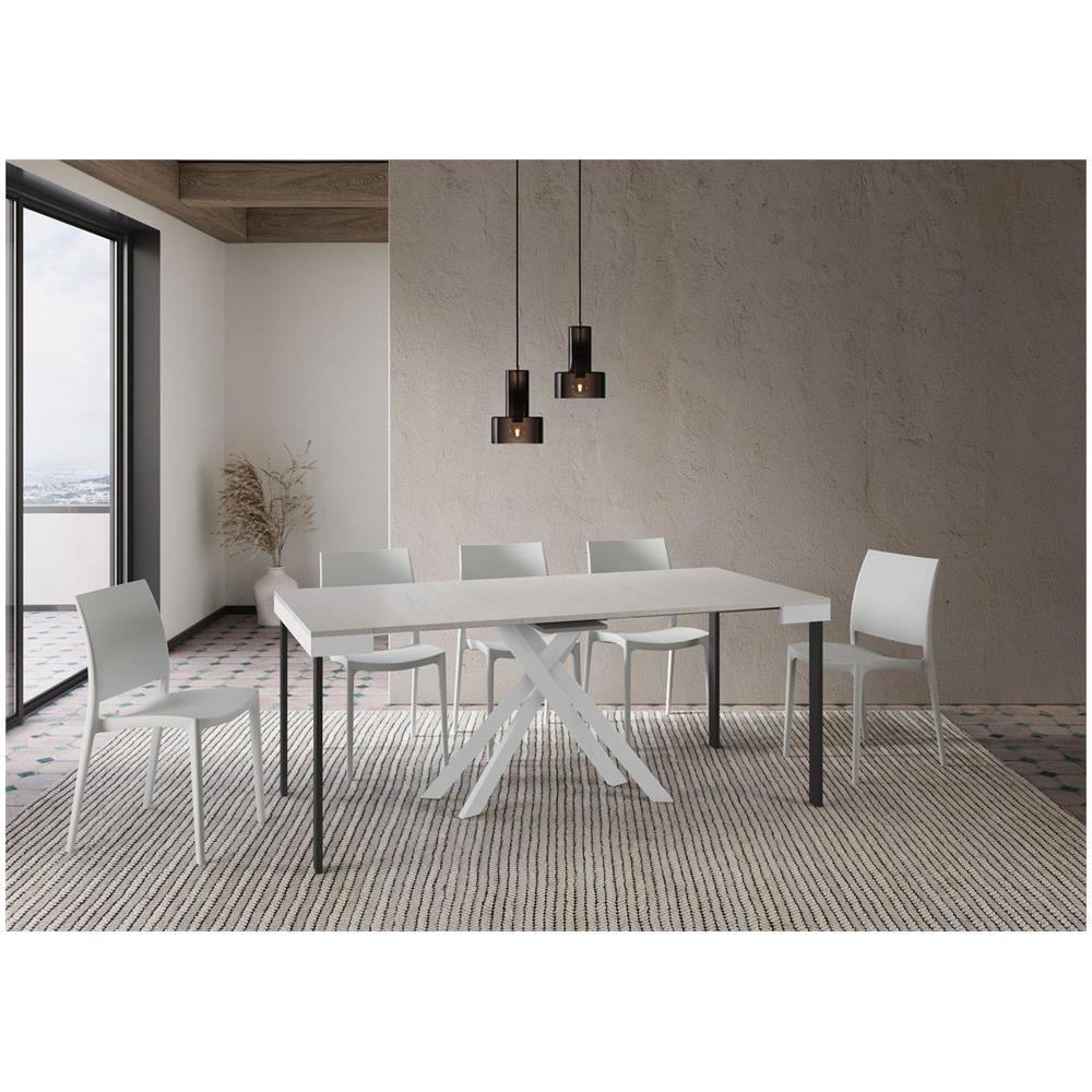 Consolle allungabile 90x40/196 cm Krack Small Evolution bianco frassino telaio bianco - Foto 3