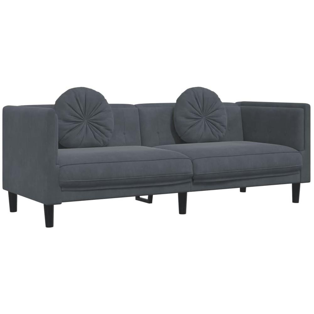 Poltrona con Cuscini a 3 Posti Grigio Scuro in Velluto - Foto 1