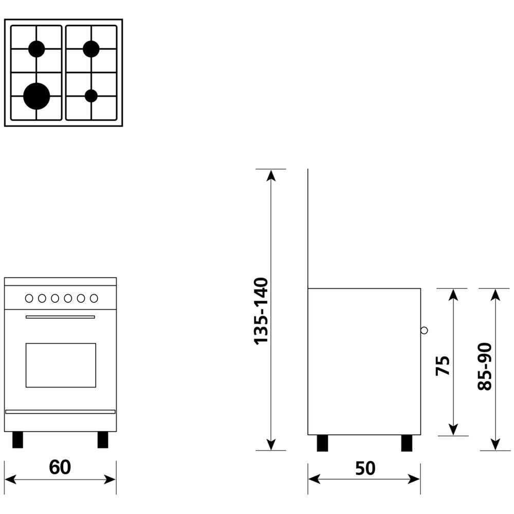 Cucina Elettrica A654MI6 4 Fuochi Gas Forno Elettrico Classe A Dimensioni 60x50 Colore Inox Serie Alpha - Foto 3