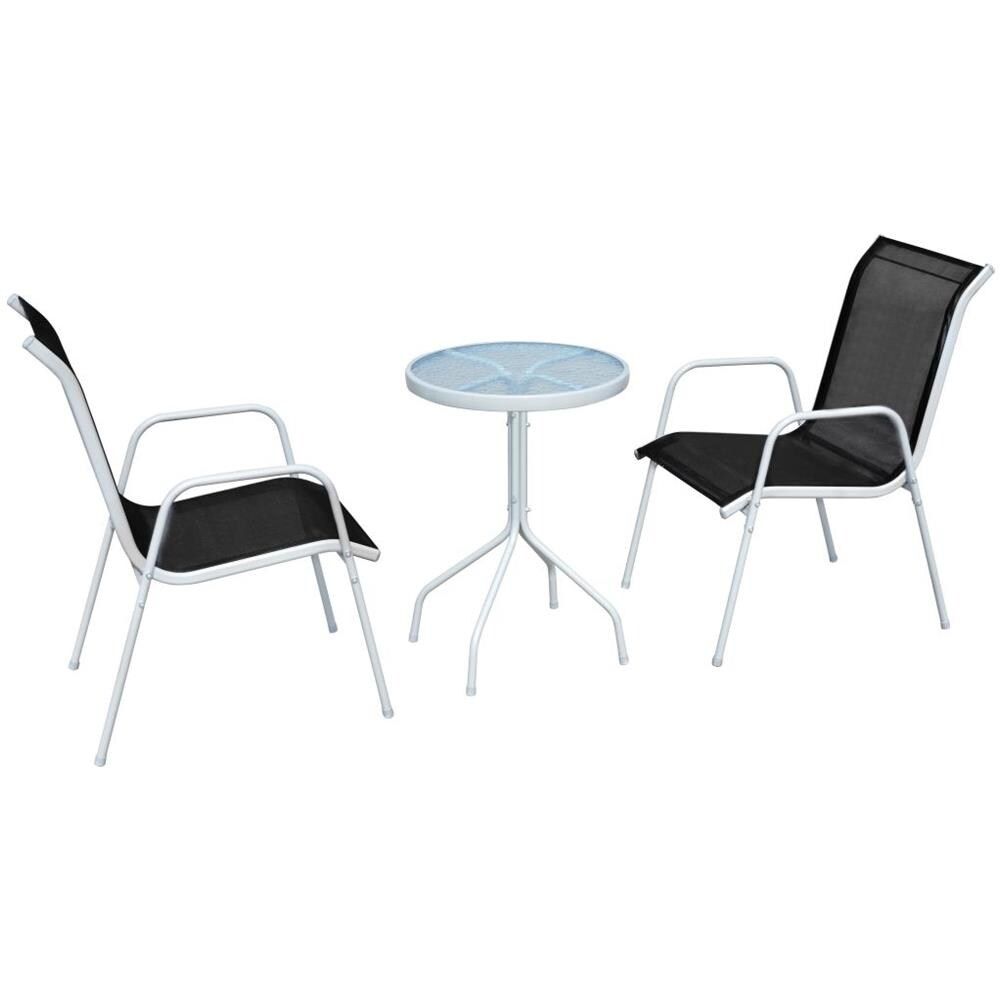 Set Mobili Da Giardino 3 Pz 50x71 Cm Grigio E Nero - Foto 1