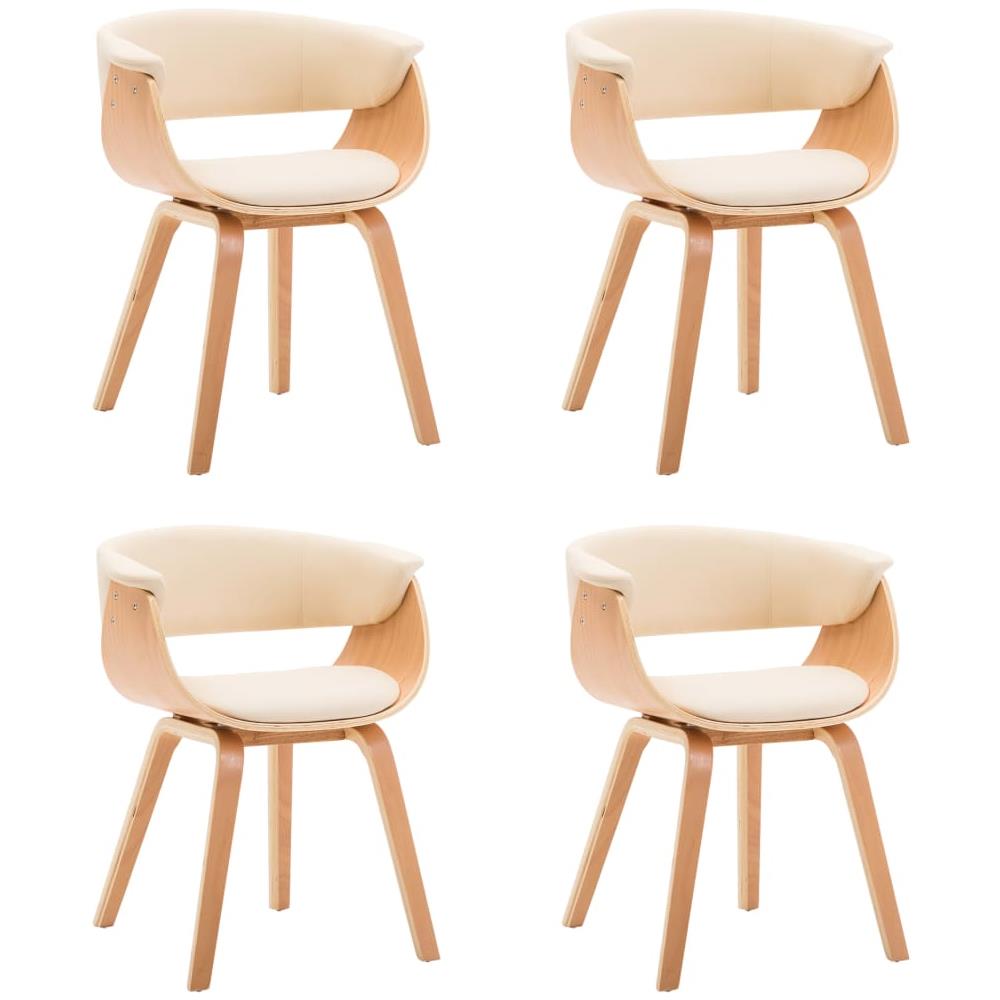 Sedie Da Pranzo 4 Pz Crema In Legno Piegato E Similpelle - Foto 2