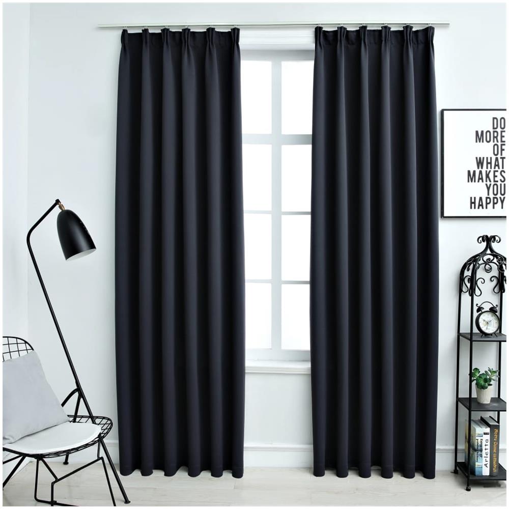Tende Oscuranti Con Ganci 2 Pz Antracite 140x225 Cm - Foto 1