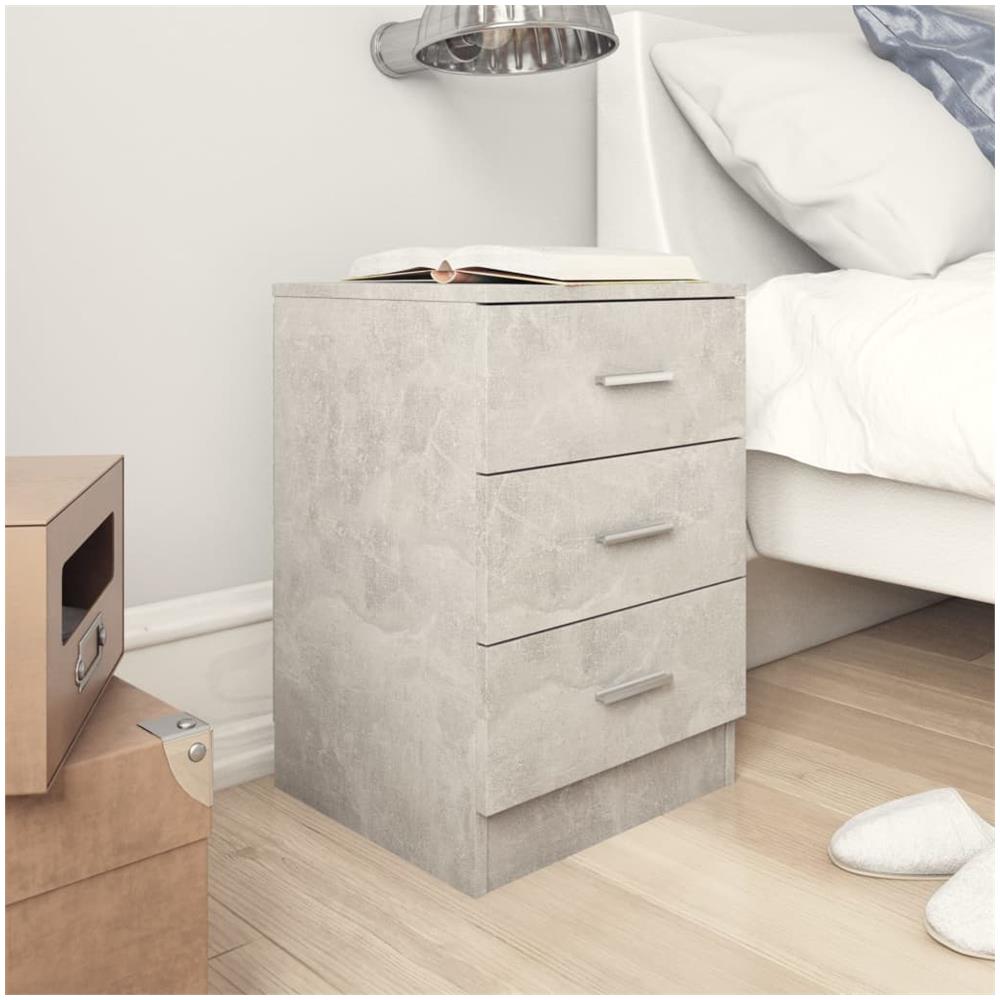 Comodini 2 pz Grigio Cemento 38x35x56 cm in Legno Multistrato - Foto 1