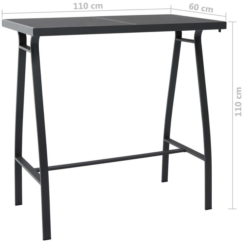 Tavolo Da Bar Da Giardino Nero 110x60x110 Cm In Vetro Temperato - Foto 5