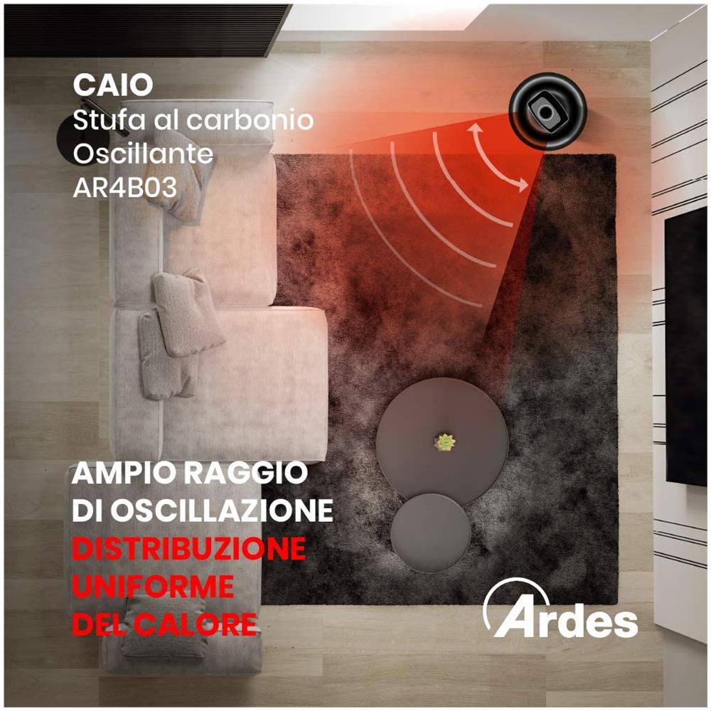 Stufa al Carbonio CAIO Oscillante Potenza 1000 Watt Resa 30 m³ - Foto 7