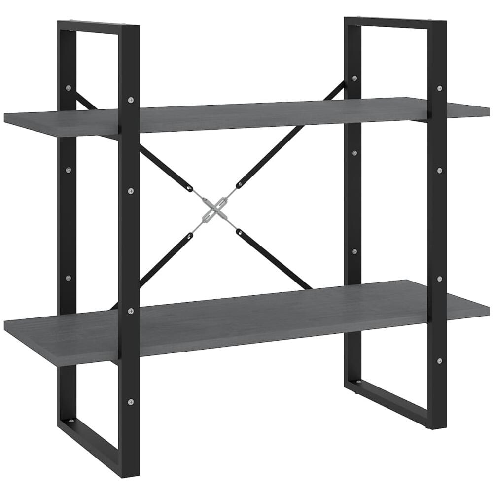 Libreria A 2 Ripiani Grigia 80x30x70 Cm In Massello Di Pino - Foto 1