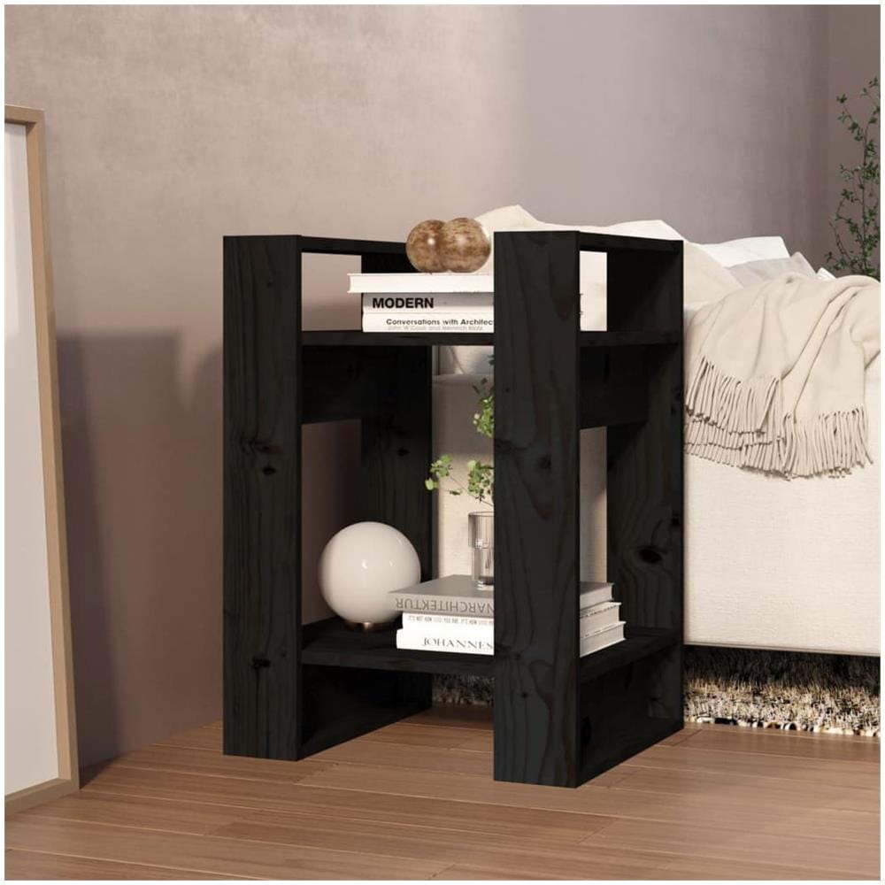 Libreria / divisorio Nero 41x35x57 Cm In Legno Massello Di Pino - Foto 3