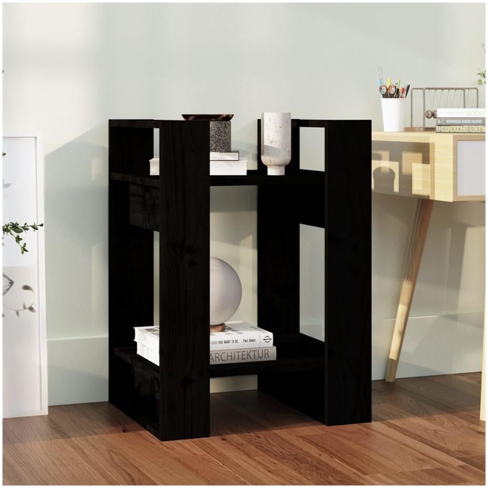 Libreria / divisorio Nero 41x35x57 Cm In Legno Massello Di Pino - Foto 1