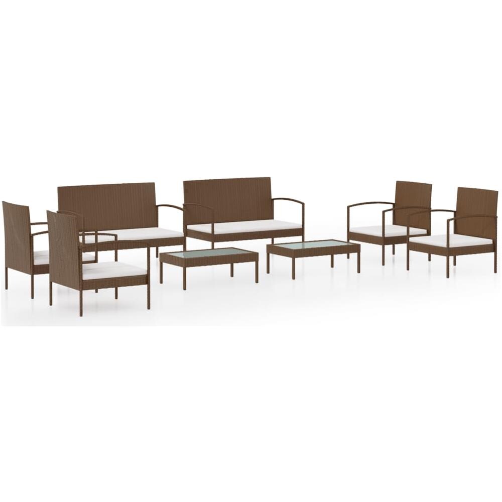 Set Divani Da Giardino 8 Pz Con Cuscini In Polyrattan Marrone - Foto 2