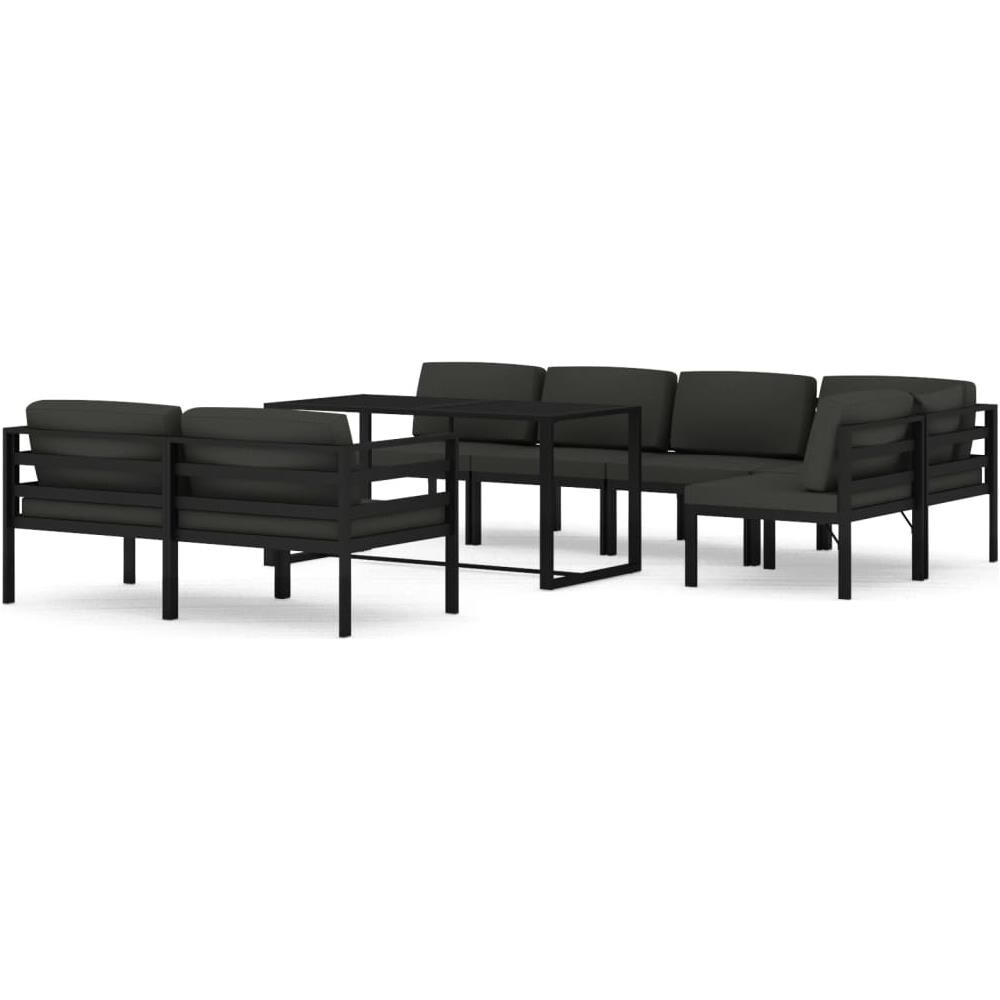 Set Divani Da Giardino 8 Pz Con Cuscini In Alluminio Antracite - Foto 1