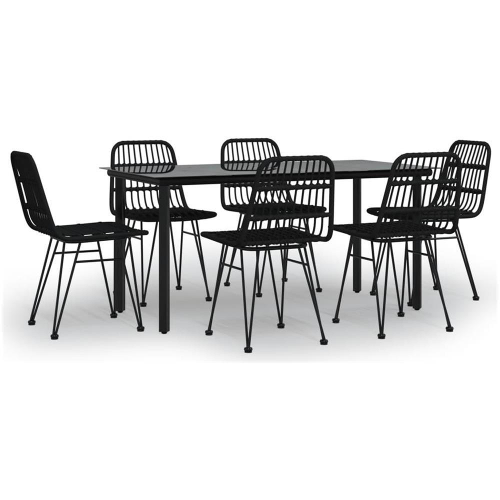 Set Da Pranzo Da Giardino 7 Pz Nero In Polyrattan - Foto 2