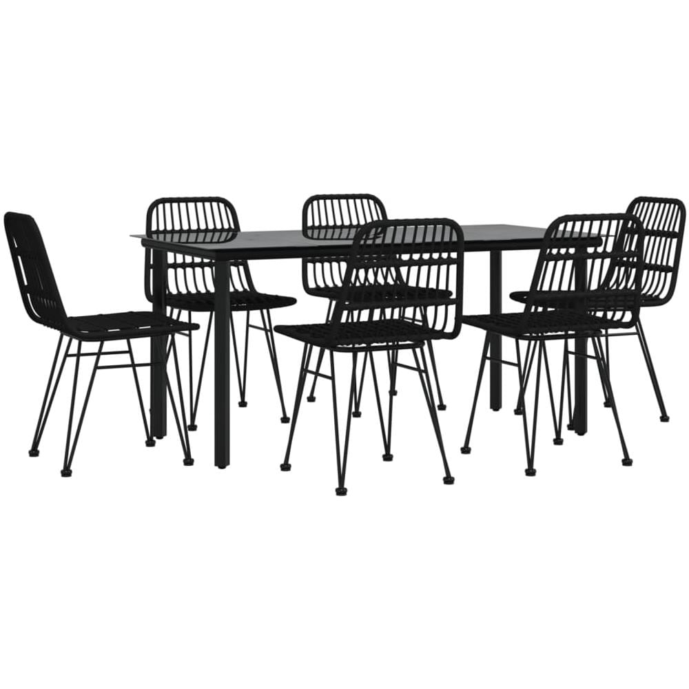 Set Da Pranzo Da Giardino 7 Pz Nero In Polyrattan - Foto 3