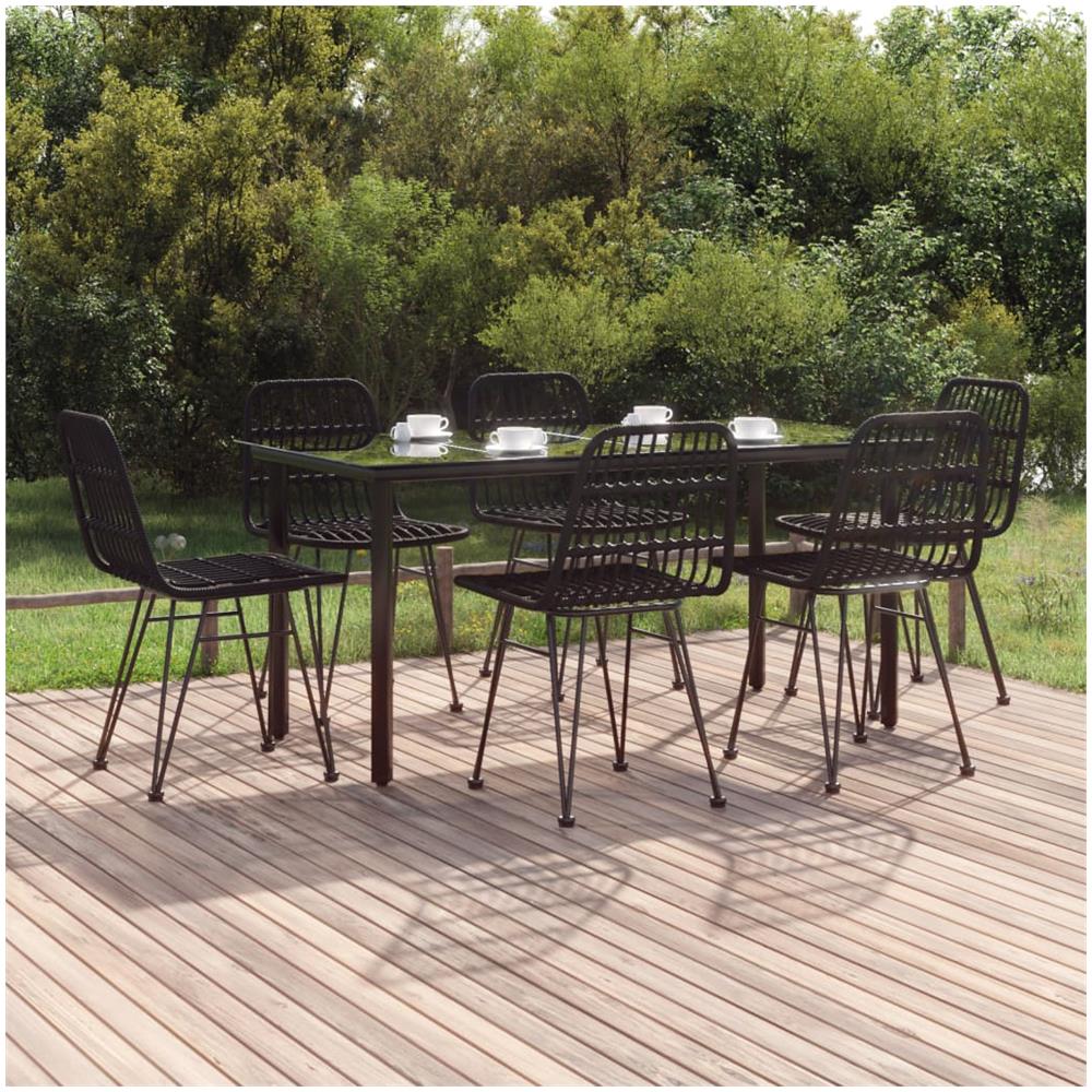 Set Da Pranzo Da Giardino 7 Pz Nero In Polyrattan - Foto 1