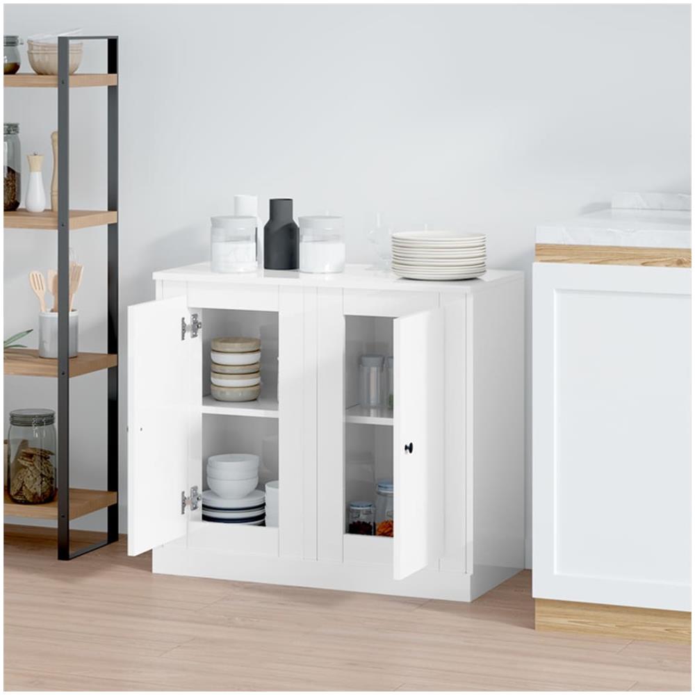 Credenze 2 Pz Bianco Lucido 37,5x35,5x67,5 Cm Legno Multistrato - Foto 5