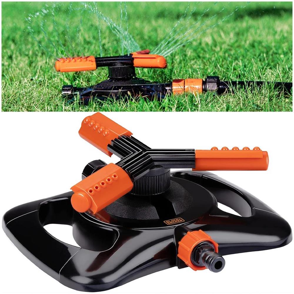 BLACK+DECKER Irrigatore per Prato Irrigazione Regolabile Giardino 3 Braccia 360? - Foto 1