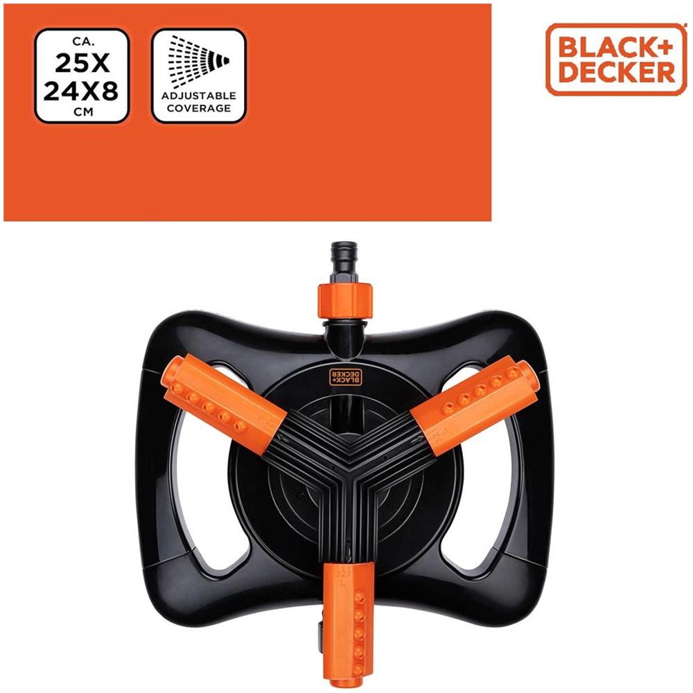 BLACK+DECKER Irrigatore per Prato Irrigazione Regolabile Giardino 3 Braccia 360? - Foto 4
