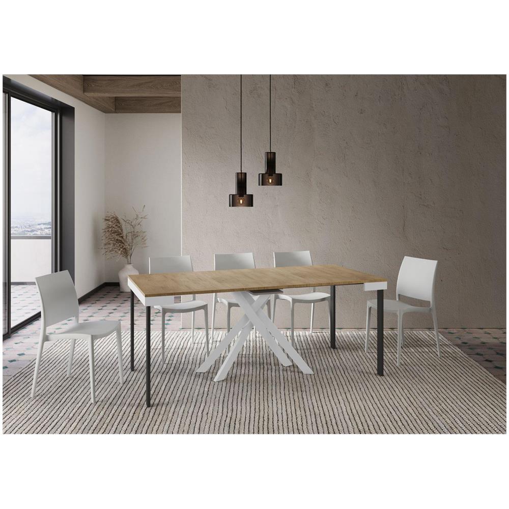 Consolle allungabile 90x40/196 cm Krack Small Evolution quercia natura telaio bianco - Foto 3