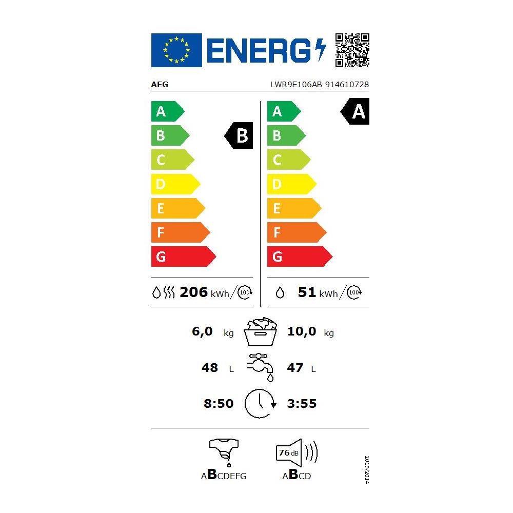 Lavasciuga LWR9E106AB Series 9000 ÖKOKombi Capacità Lav /Asc 10/6 Kg Classe A Centrifuga 1551 giri - Foto 2