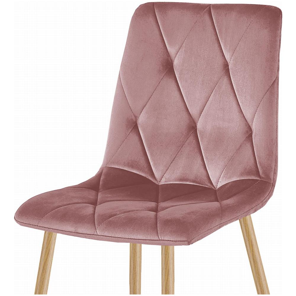 Sedia TYRA in velluto rosa con gambe in legno x4 - Foto 8