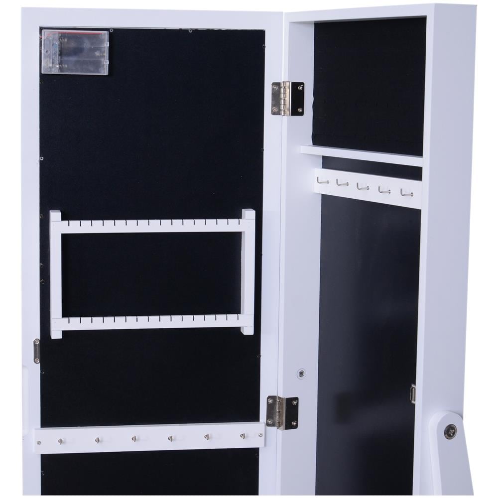 Armadio Portagioie Con Specchio Regolabile E Luci Led Bianco 36x30x136 Cm - Foto 2