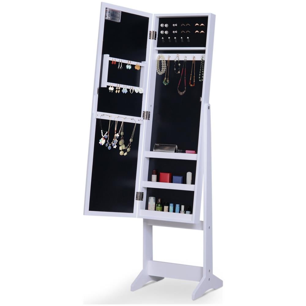 Armadio Portagioie Con Specchio Regolabile E Luci Led Bianco 36x30x136 Cm - Foto 8