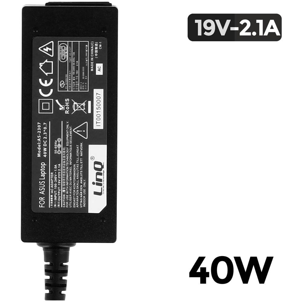 Caricabatterie 40w Per Computer Portatili Asus Punta 2,3 X 0,7 Mm, Nero - Foto 2