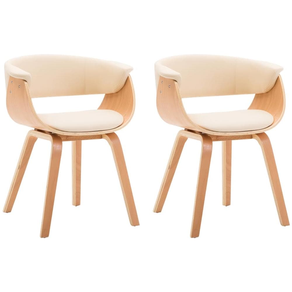 Sedie Da Pranzo 2 Pz Crema In Legno Piegato E Similpelle - Foto 2