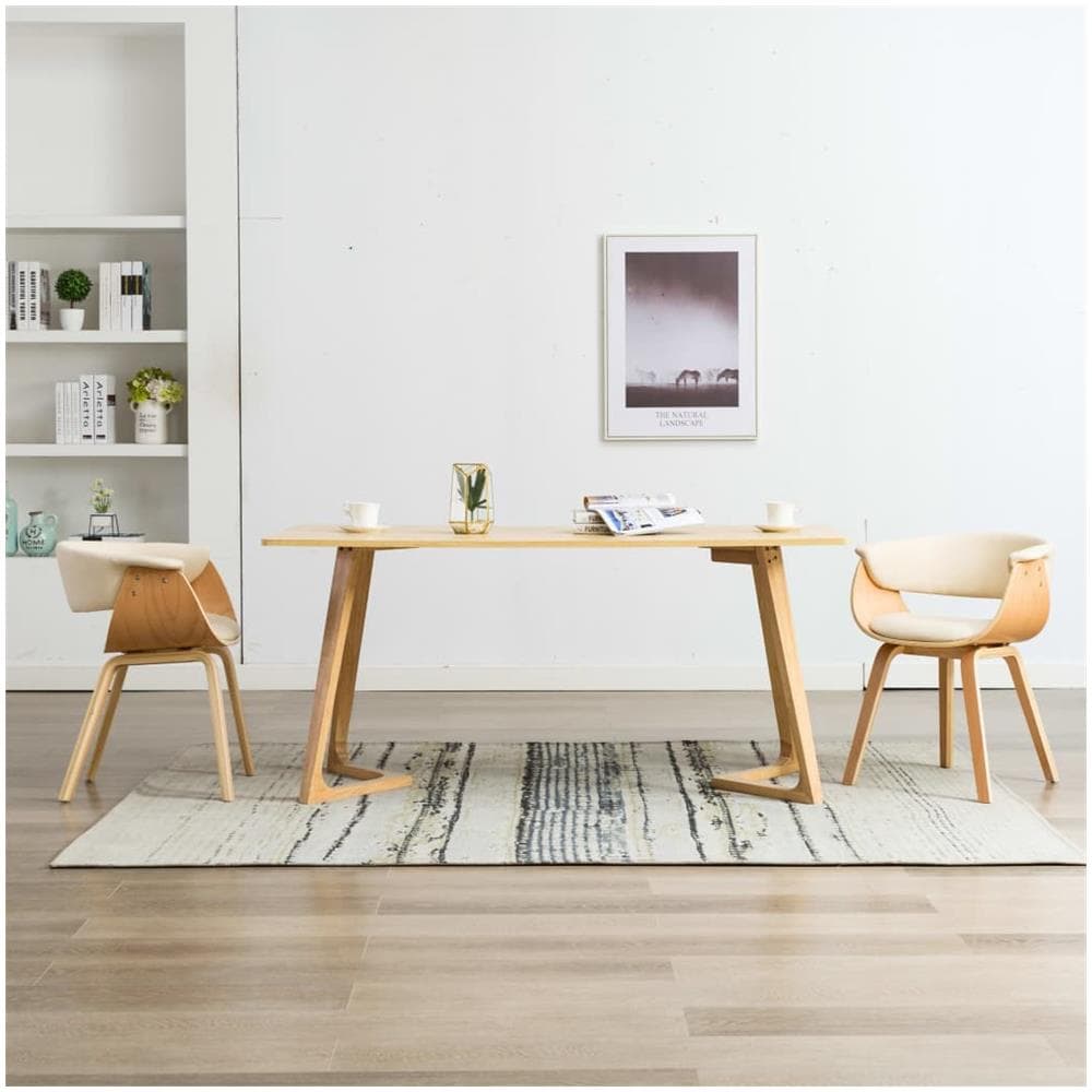 Sedie Da Pranzo 2 Pz Crema In Legno Piegato E Similpelle - Foto 1