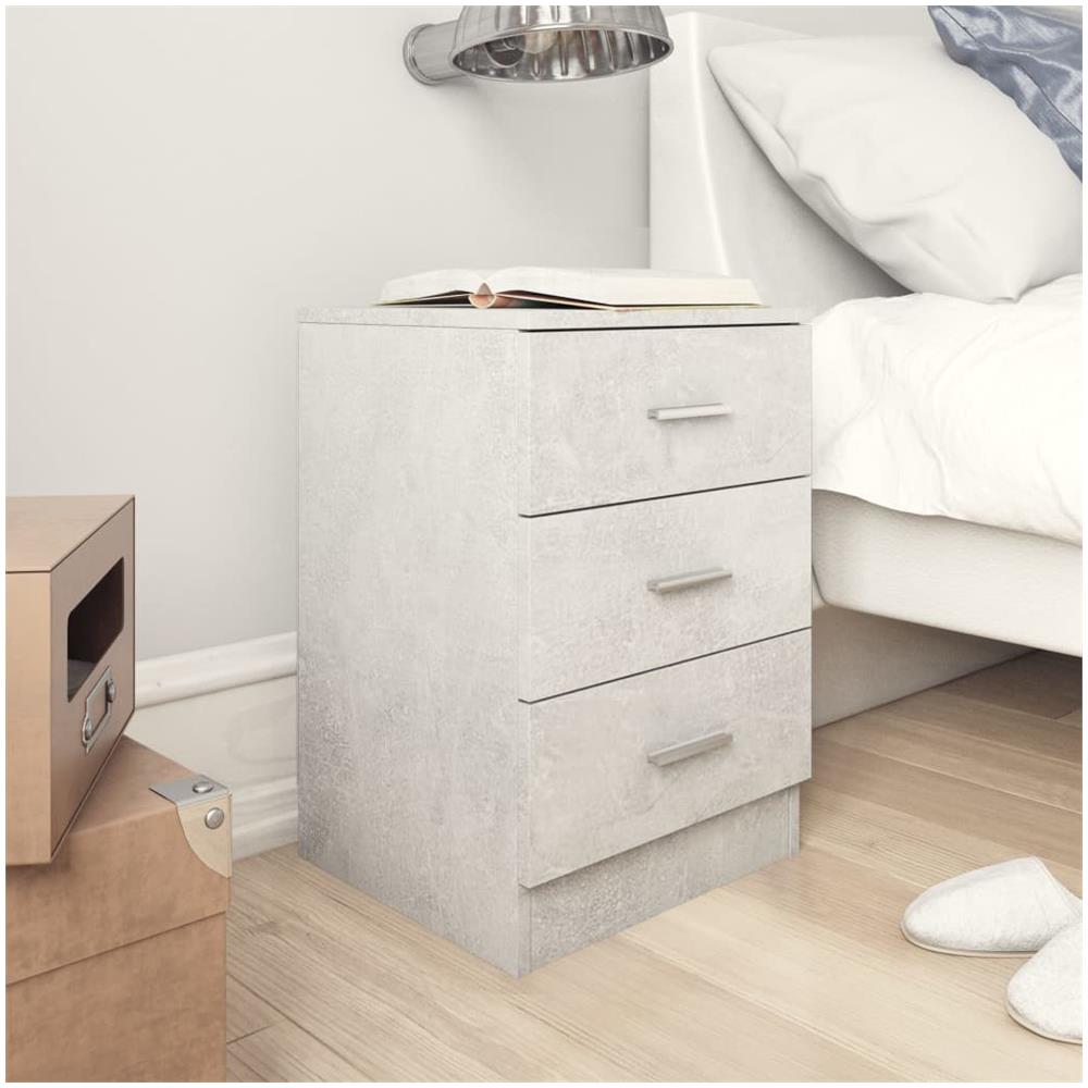 Comodino Grigio Cemento 38x35x56 cm in Legno Multistrato - Foto 1